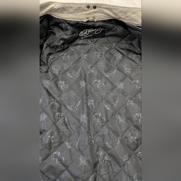 Vintage Ed Hardy Leather Skull Live To Ride Motorcycle Jacket - Picture 16 of 16